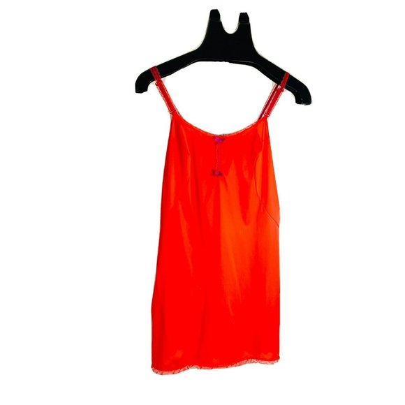 Vanity Fair Other - Vintage VANITY FAIR Short Slip Nightgown Orange Fuchsia Women’s 36 BF With Lace